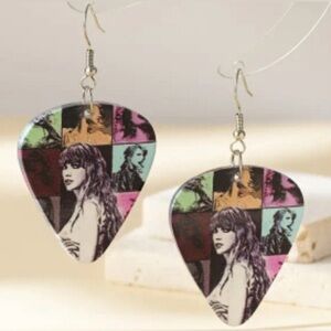 New! Taylor Swift Eras Tour Guitar Pick Shape Earrings